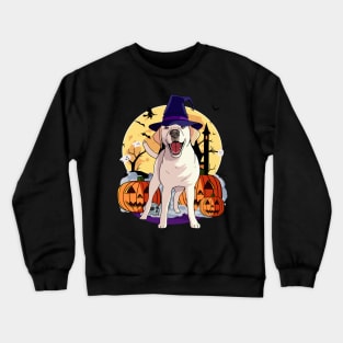 Yellow Labrador Witch Halloween Pumpkin Crewneck Sweatshirt